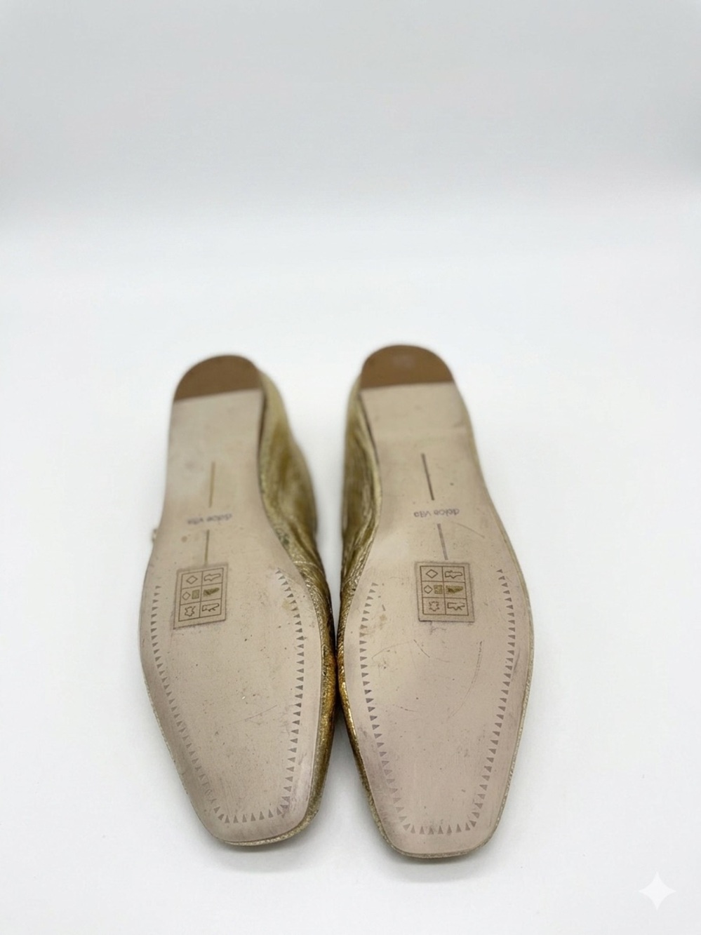 Dolce Vita Gold Metallic Mary Jane Flats Shimmer Square Toe Ballerinas Sz 9 - Picture 7 of 11